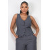 Buttoned Solid V-neck Vest Top