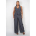 Buttoned Solid V-neck Vest Top