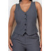 Buttoned Solid V-neck Vest Top
