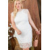 Lace Crochet Mini Raglan Dress With Zipper Back