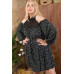 Plus Size Round Neck Contrast Mesh Cold Shoulder Ruffle Detail Back Tie Leopard Printed Dress