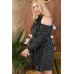 Plus Size Round Neck Contrast Mesh Cold Shoulder Ruffle Detail Back Tie Leopard Printed Dress