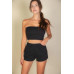 Simple Solid Color Tube Top And Shorts Two Piece Set