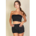 Simple Solid Color Tube Top And Shorts Two Piece Set