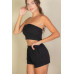Simple Solid Color Tube Top And Shorts Two Piece Set