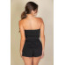 Simple Solid Color Tube Top And Shorts Two Piece Set