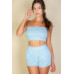 Simple Solid Color Tube Top And Shorts Two Piece Set