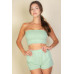 Simple Solid Color Tube Top And Shorts Two Piece Set