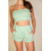 Simple Solid Color Tube Top And Shorts Two Piece Set
