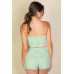 Simple Solid Color Tube Top And Shorts Two Piece Set