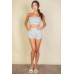 Simple Solid Color Tube Top And Shorts Two Piece Set