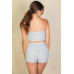 Simple Solid Color Tube Top And Shorts Two Piece Set