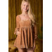Velvet Long Sleeve Square Neck Flowy Romper