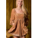 Velvet Long Sleeve Square Neck Flowy Romper