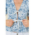 Denim Embroidered Crop Top With Front Tie Detail