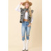 Floral Velvet Embroidered Denim Puffer Vest