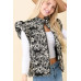 Floral Velvet Embroidered Denim Puffer Vest