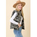Floral Velvet Embroidered Denim Puffer Vest