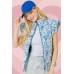 Floral Velvet Embroidered Denim Puffer Vest