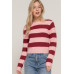 Long Slv Crew Neck Stripe Sweater