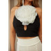 Flower Detailed Fashion Crop Top