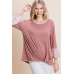 Animal Print Contrast Bell Sleeves Fashion Top With Gathered Front Hem