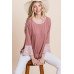 Animal Print Contrast Bell Sleeves Fashion Top With Gathered Front Hem
