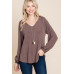 Casual V Neck Basic Long Sleeve Top