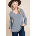 Casual V Neck Basic Long Sleeve Top