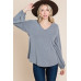 Casual V Neck Basic Long Sleeve Top