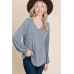 Casual V Neck Basic Long Sleeve Top