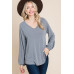 Casual V Neck Basic Long Sleeve Top