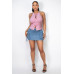 Halter ribbon open-back crop top