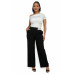 High-rise wide elastic contrast waist pants