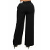 High-rise wide elastic contrast waist pants
