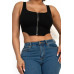 Zip-up square neck crop top