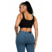 Zip-up square neck crop top