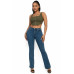 Zip-up square neck crop top