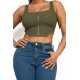 Zip-up square neck crop top