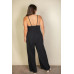 Plus spaghetti strap solid wide jumpsuit
