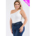 Plus size one shoulder solid casual bodysuit - CC-59153g