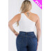 Plus size one shoulder solid casual bodysuit - CC-59153g