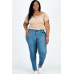 Plus size casual ruched puff sleeve ribbed knit solid top