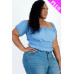 Plus size casual ruched puff sleeve ribbed knit solid top