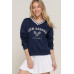 Long slv v-neck embroidered sweatshirt