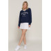 Long slv v-neck embroidered sweatshirt