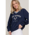 Long slv v-neck embroidered sweatshirt