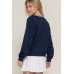 Long slv v-neck embroidered sweatshirt
