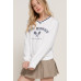 Long slv v-neck embroidered sweatshirt