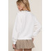 Long slv v-neck embroidered sweatshirt